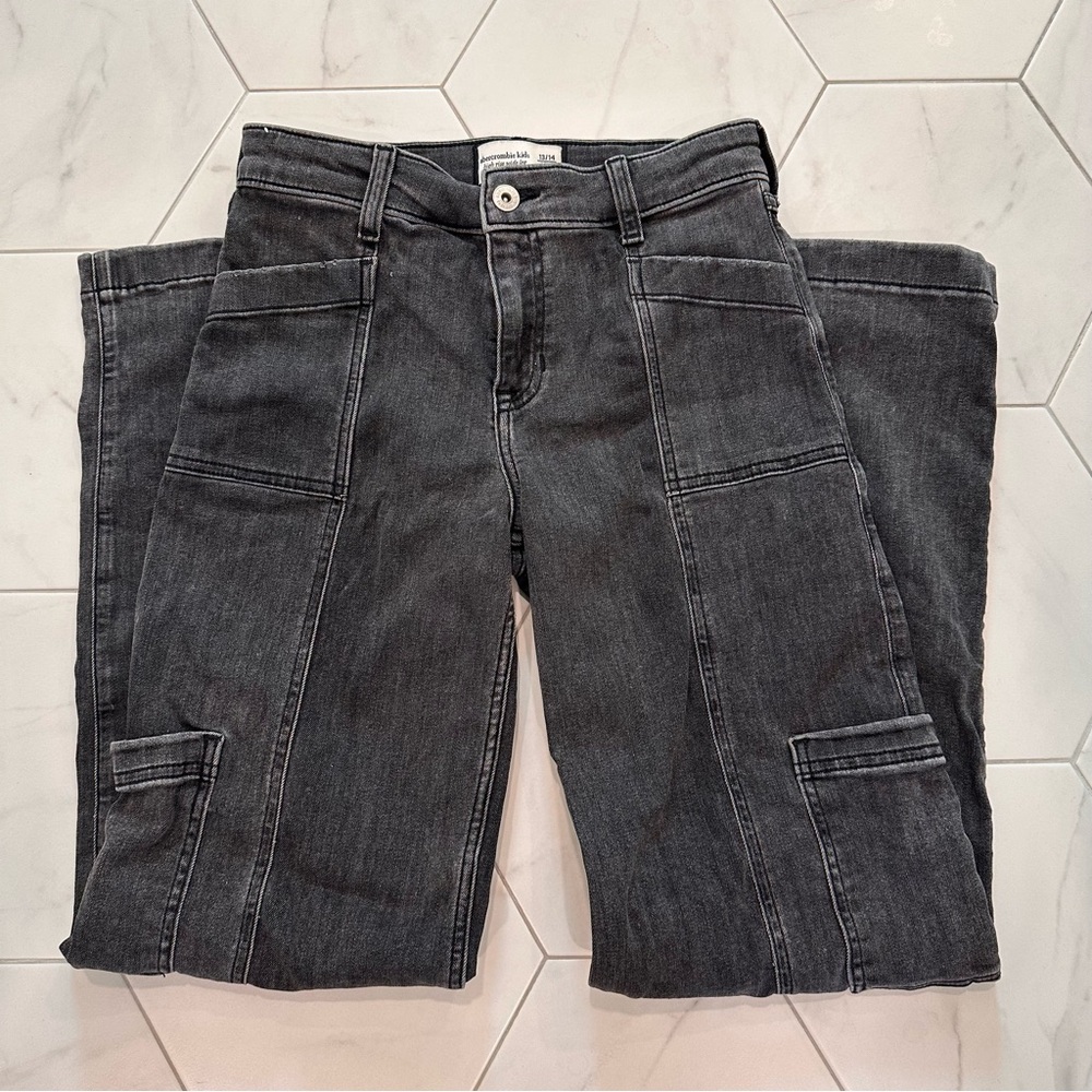 Abercrombie & Fitch Kids Black Wide Leg Jeans (13/14 long)